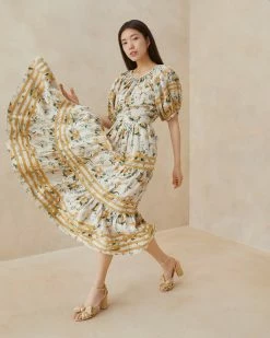 Loeffler Randall Delano Nova Floral Smocked Blouse New Arrivals