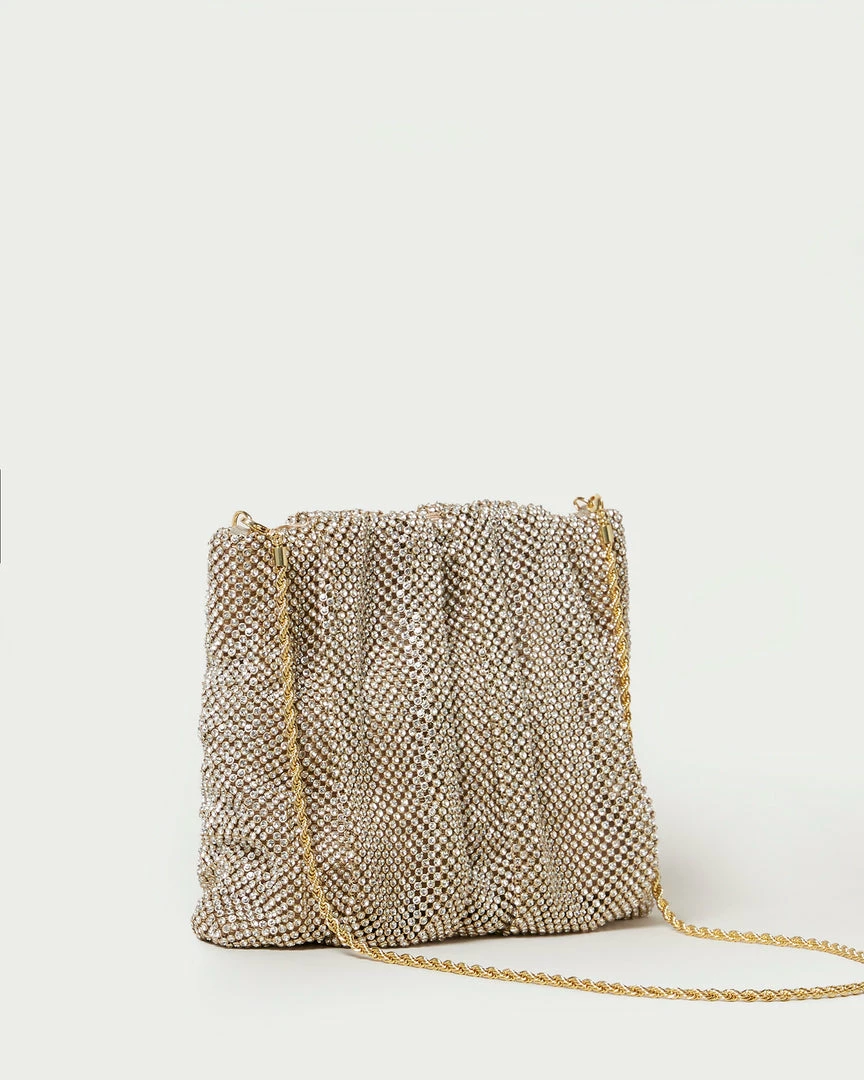 Loeffler Randall New Arrivals Ember Gold Diamanté Gathered Clutch