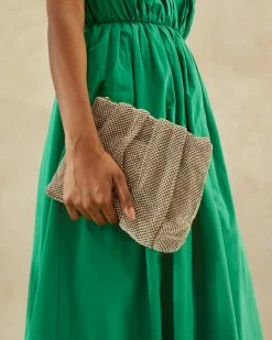 Loeffler Randall New Arrivals Ember Gold Diamanté Gathered Clutch