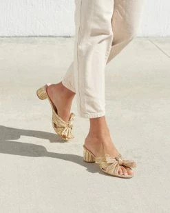 Loeffler Randall Pleats Emilia Gold Pleated Bow Heel