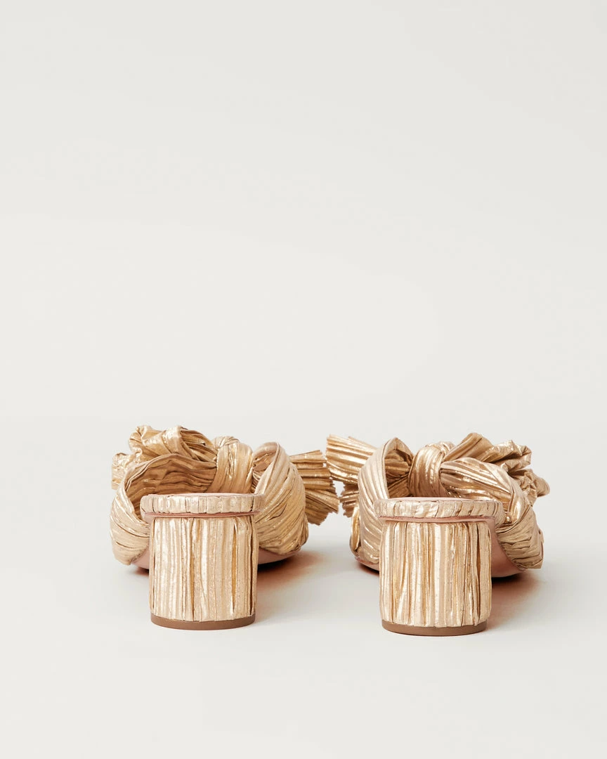 Loeffler Randall Pleats Emilia Gold Pleated Bow Heel