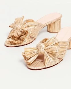 Loeffler Randall Pleats Emilia Gold Pleated Bow Heel