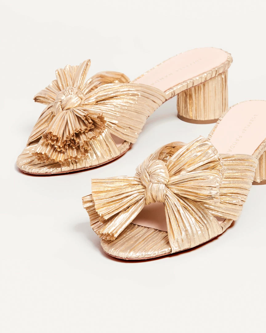 Loeffler Randall Pleats Emilia Gold Pleated Bow Heel