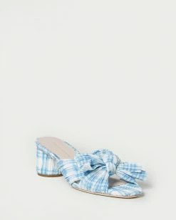 Loeffler Randall Emilia Blue Plaid Bow Heel Pleats
