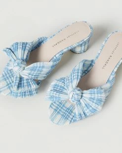 Loeffler Randall Emilia Blue Plaid Bow Heel Pleats