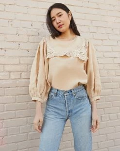 Loeffler Randall Sale Fernanda Tan Lace Border Blouse