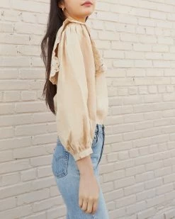 Loeffler Randall Sale Fernanda Tan Lace Border Blouse