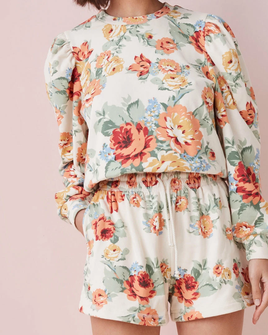 Loeffler Randall Sydney Floral Drawstring Sweat Short Sale