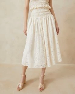 Loeffler Randall Freda Ecru Lace Midi Skirt New Arrivals