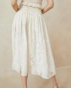 Loeffler Randall Freda Ecru Lace Midi Skirt New Arrivals