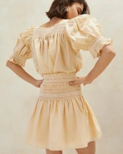 Loeffler Randall New Arrivals Gilles Sand Ecru Smocked Skirt
