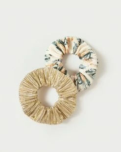 Loeffler Randall Hailey Gold/Nova Floral Scrunchies