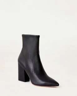 Loeffler Randall Footwear Isla Black Leather Slim Ankle Bootie