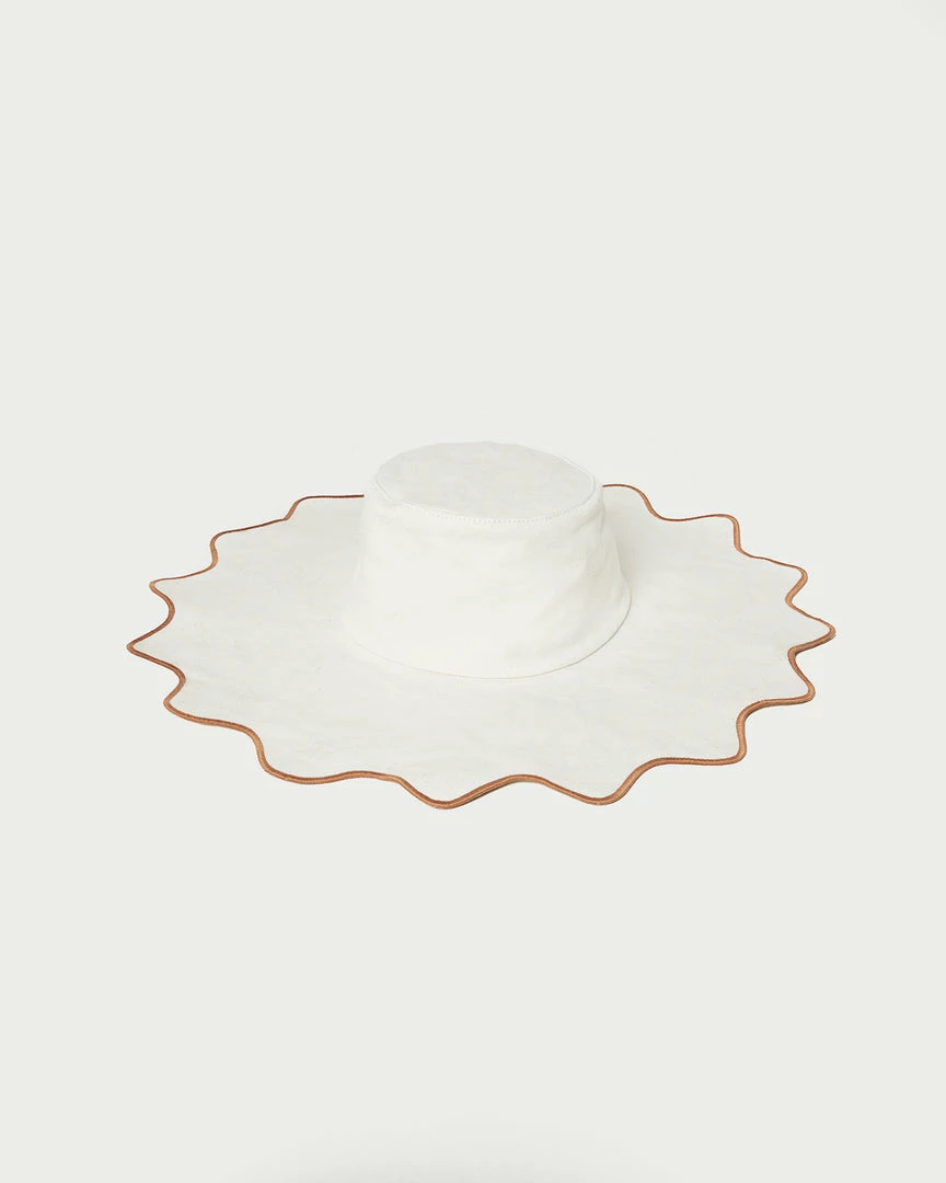 Loeffler Randall Ivana Natural/Brown Scalloped Hat New Arrivals