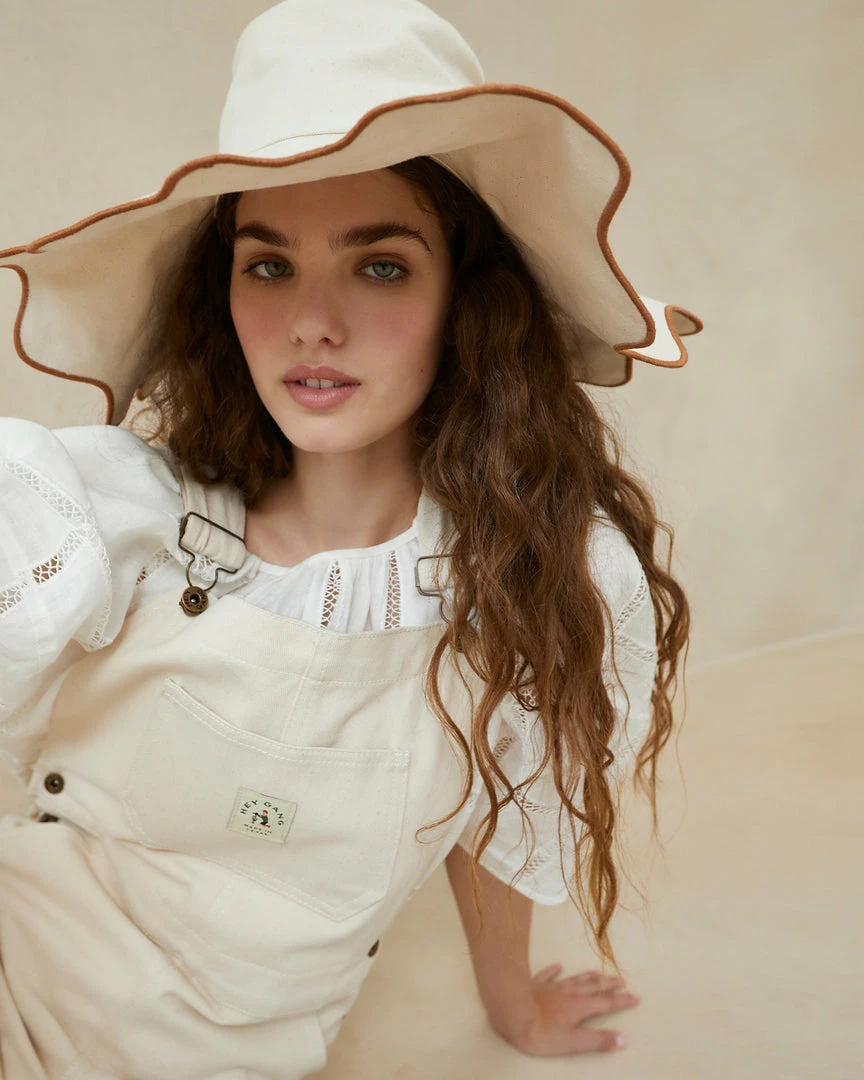 Loeffler Randall Ivana Natural/Brown Scalloped Hat New Arrivals