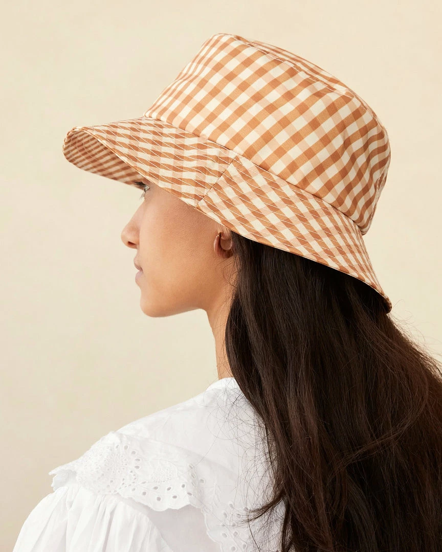 Loeffler Randall Ivy Amber Gingham Bucket Hat Sale