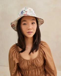 Loeffler Randall Ivy Cream Floral Bucket Hat New Arrivals