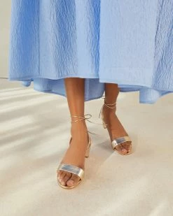 Loeffler Randall Jackie Champagne Mid Heel Sandal