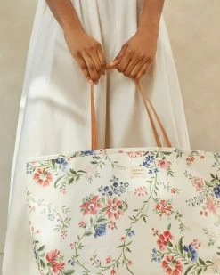 Loeffler Randall Jojo Cream Vine Floral Tote New Arrivals