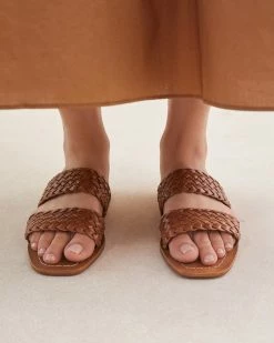 Loeffler Randall Jonah Timber Brown Woven Slide