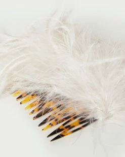 Loeffler Randall Josie Oyster Feather Hair Comb New Arrivals