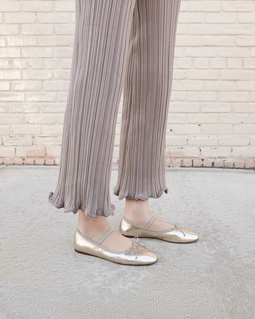 Loeffler Randall Sale Leonie Crinkle Champagne Ballet Flat