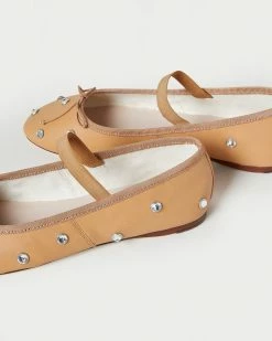 Loeffler Randall New Arrivals Leonie Caramel Crystal Ballet Flat