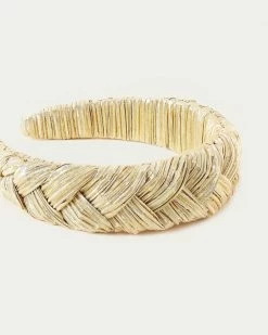 Loeffler Randall Lilac Gold Braided Headband Pleats