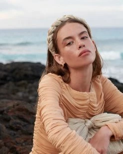 Loeffler Randall Lilac Platinum Braided Headband Pleats