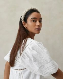 Loeffler Randall Pleats Lilac Cream Sparkle Braided Headband