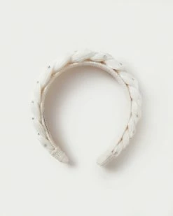 Loeffler Randall Pleats Lilac Pearl Rhinestone Braided Headband