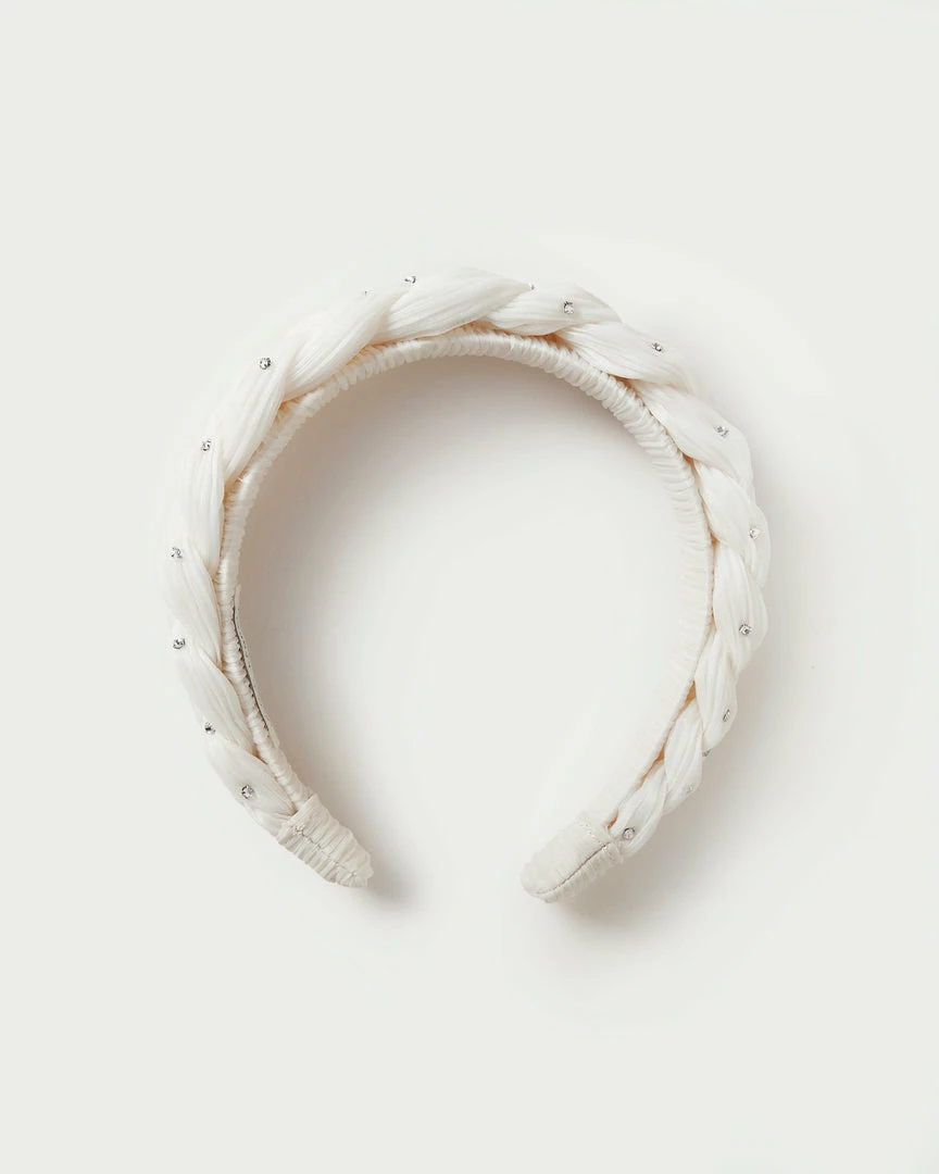 Loeffler Randall Pleats Lilac Pearl Rhinestone Braided Headband