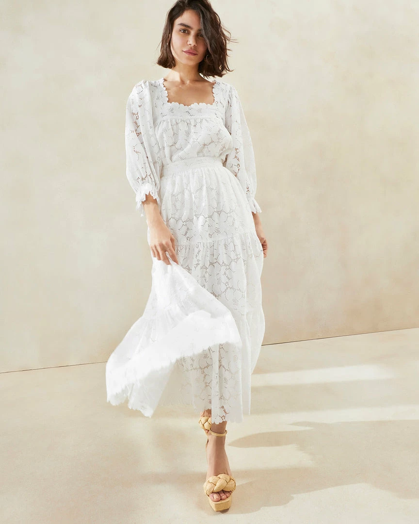 Loeffler Randall Lilibet Cream Square Neck Top