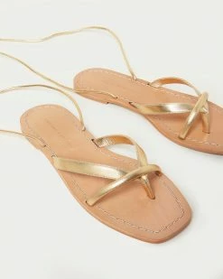 Loeffler Randall New Arrivals Lilla Gold Thong Wrap Sandal