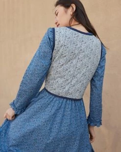 Loeffler Randall Sale Luka Indigo Floral Quilted Vest
