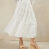 Loeffler Randall New Arrivals Luna Cream Lace Tiered Skirt