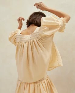 Loeffler Randall Lydie Sand Ecru Smocked Top New Arrivals