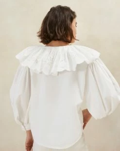 Loeffler Randall Marlene White Eyelet Collar Blouse