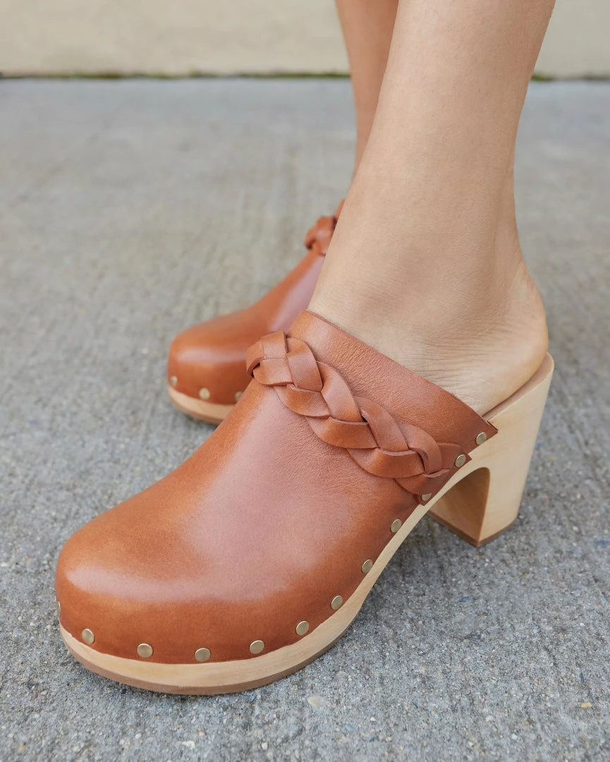 Loeffler Randall New Arrivals Merrill Cognac Heeled Braid Clog