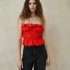 Loeffler Randall New Arrivals Micah Poppy Gathered Bodice Top