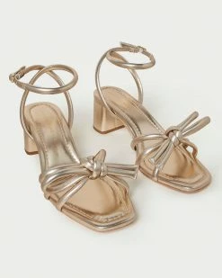 Loeffler Randall Mikel Champagne Bow Mid-Heel Sandal New Arrivals