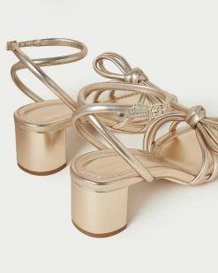 Loeffler Randall Mikel Champagne Bow Mid-Heel Sandal New Arrivals