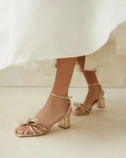 Loeffler Randall Mikel Champagne Bow Mid-Heel Sandal New Arrivals