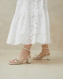 Loeffler Randall Mikel White Bow Mid-Heel Sandal New Arrivals