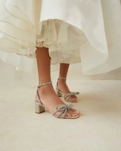 Loeffler Randall New Arrivals Mikel Cappuccino Bow Mid-Heel Sandal