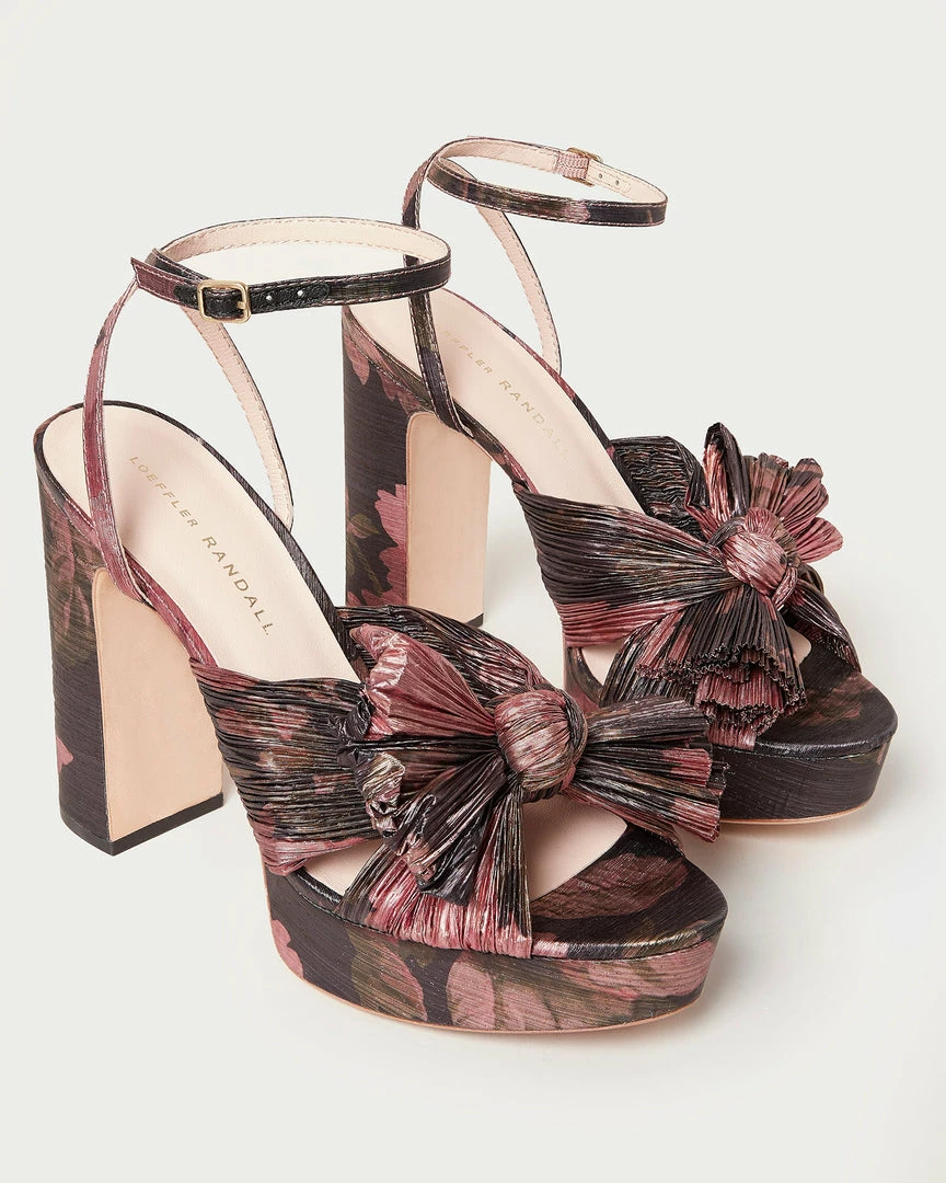 Loeffler Randall Pleats Natalia Floral Platform Bow Heel