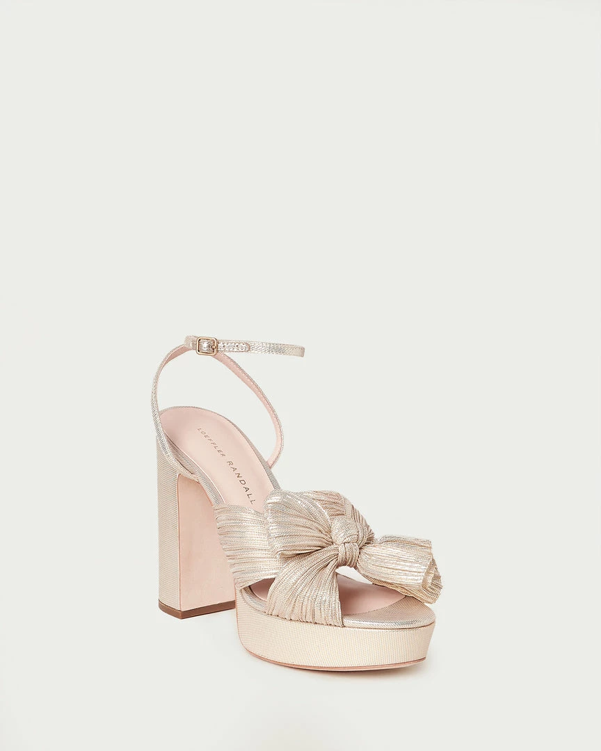 Loeffler Randall Natalia Platinum Pleated Bow Heel