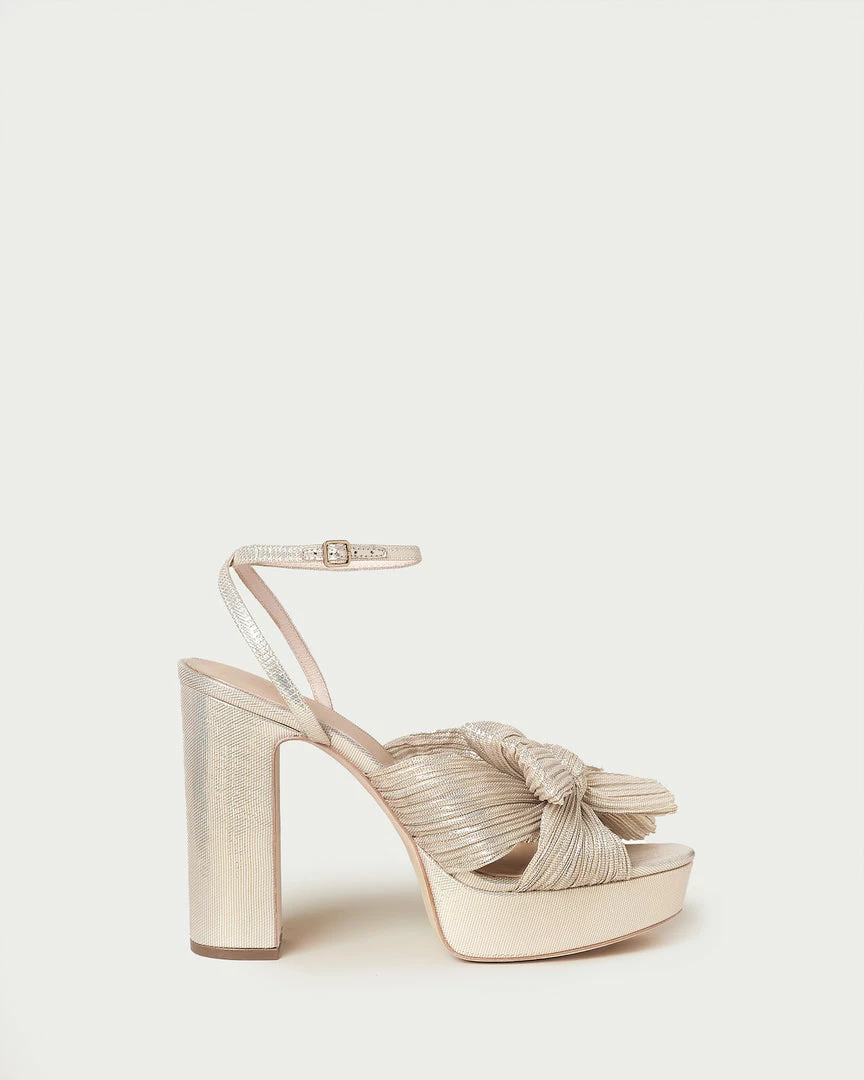 Loeffler Randall Natalia Platinum Pleated Bow Heel