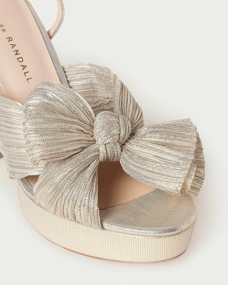 Loeffler Randall Natalia Platinum Pleated Bow Heel