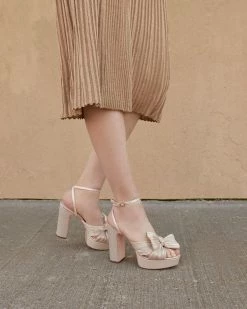 Loeffler Randall Natalia Platinum Pleated Bow Heel